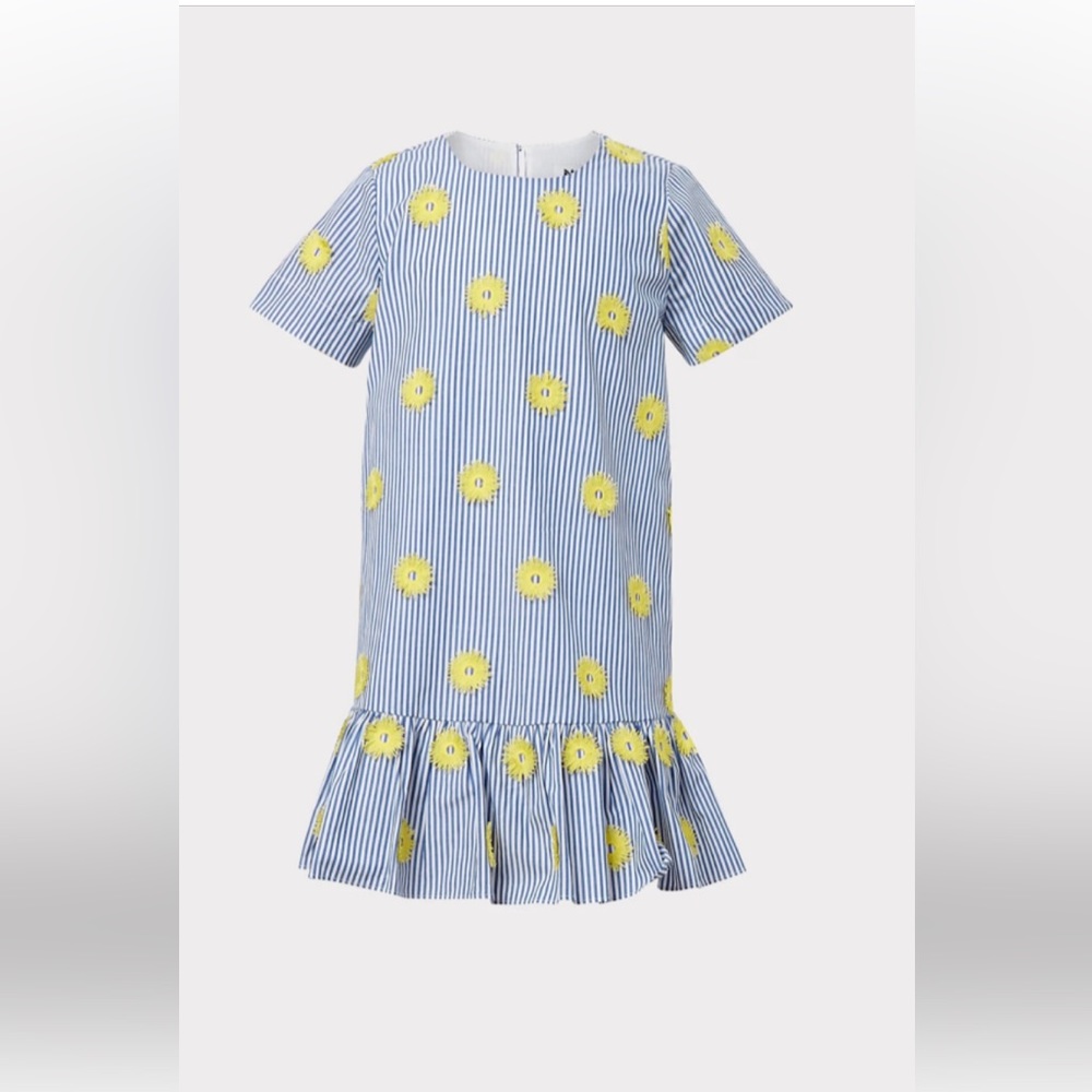 Milly Mini Pom Pom Embroidered Stripe T-shirt Dress 100% cotton short sleeves